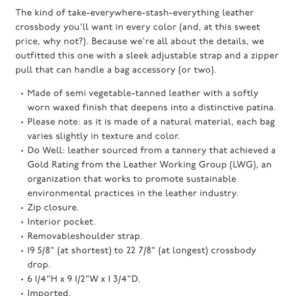 $98 Madewell The Simple Crossbody Bag Tan Leather Crossbody Bag - Picture 8 of 8